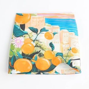 H&M Printed Scene Mini Skirt Asymmetrical Wavy Hem Lyocell Blend Cut-Out Skirt